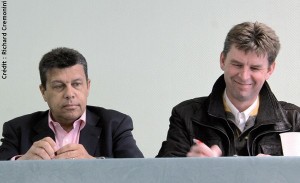 Xavier Beulin (président de la FNSEA, à g), et Hervé Lapie (agriculteur et président de Symbiose)